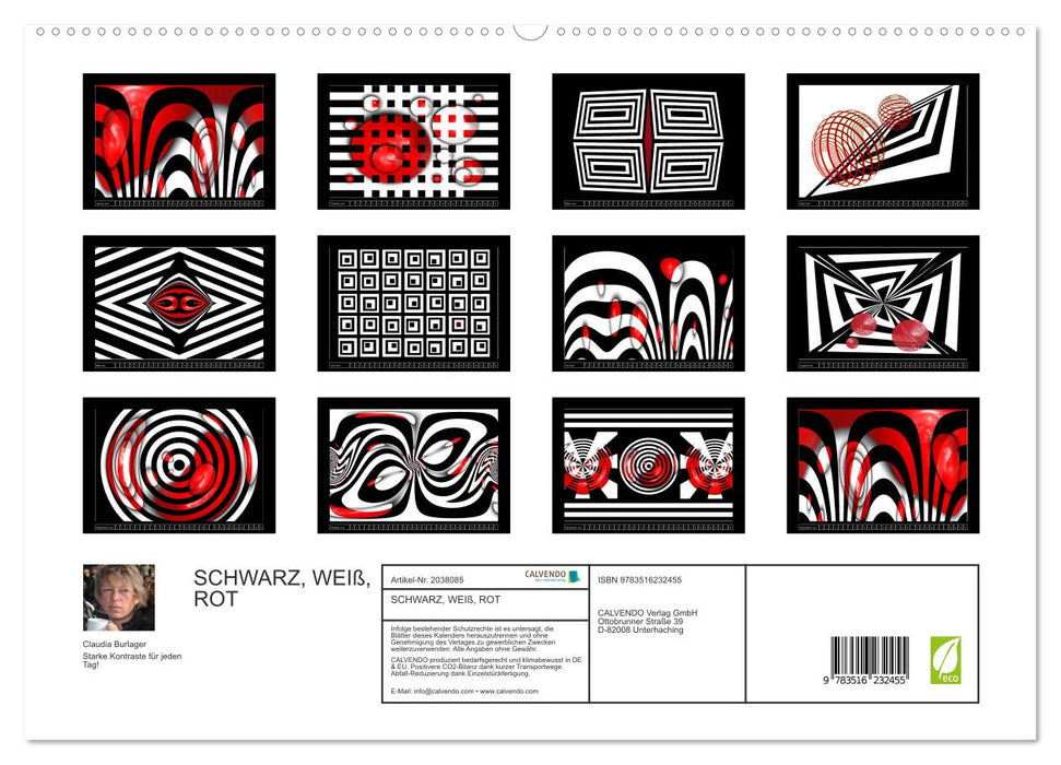 SCHWARZ, WEIß, ROT (CALVENDO Premium Wandkalender 2026)