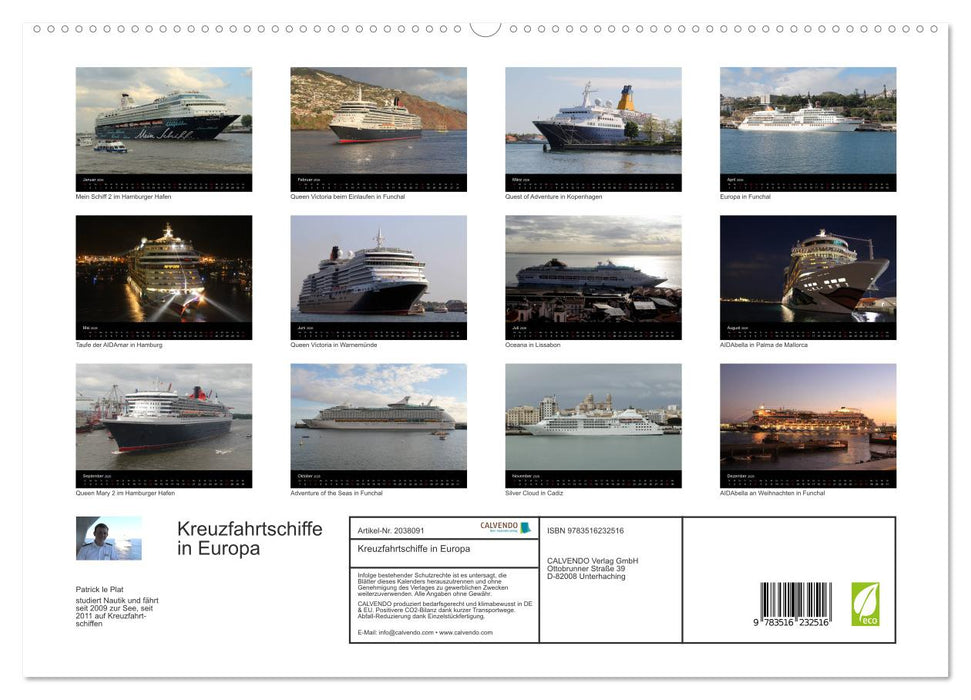 Kreuzfahrtschiffe in Europa (CALVENDO Premium Wandkalender 2026)