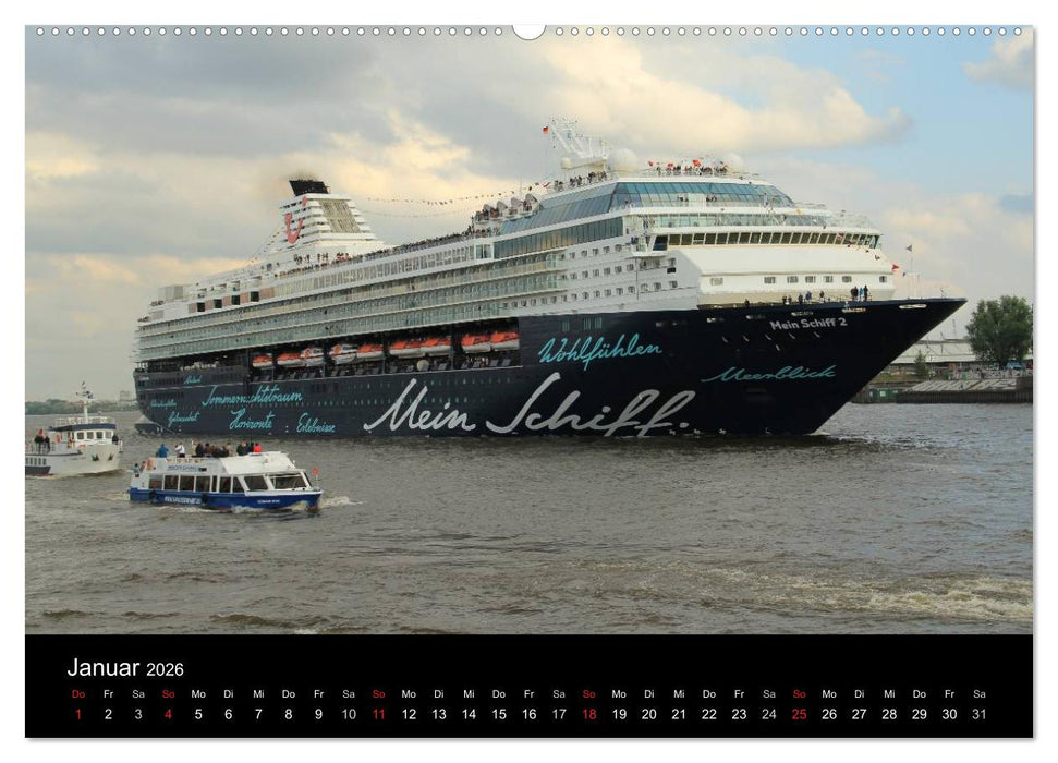 Kreuzfahrtschiffe in Europa (CALVENDO Premium Wandkalender 2026)