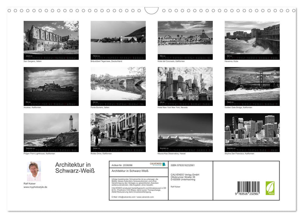 Architektur in Schwarz-Weiß (CALVENDO Wandkalender 2026)