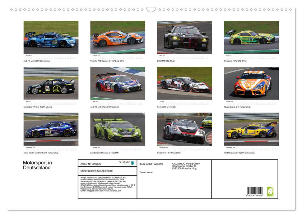 Motorsport in Deutschland (CALVENDO Wandkalender 2026)
