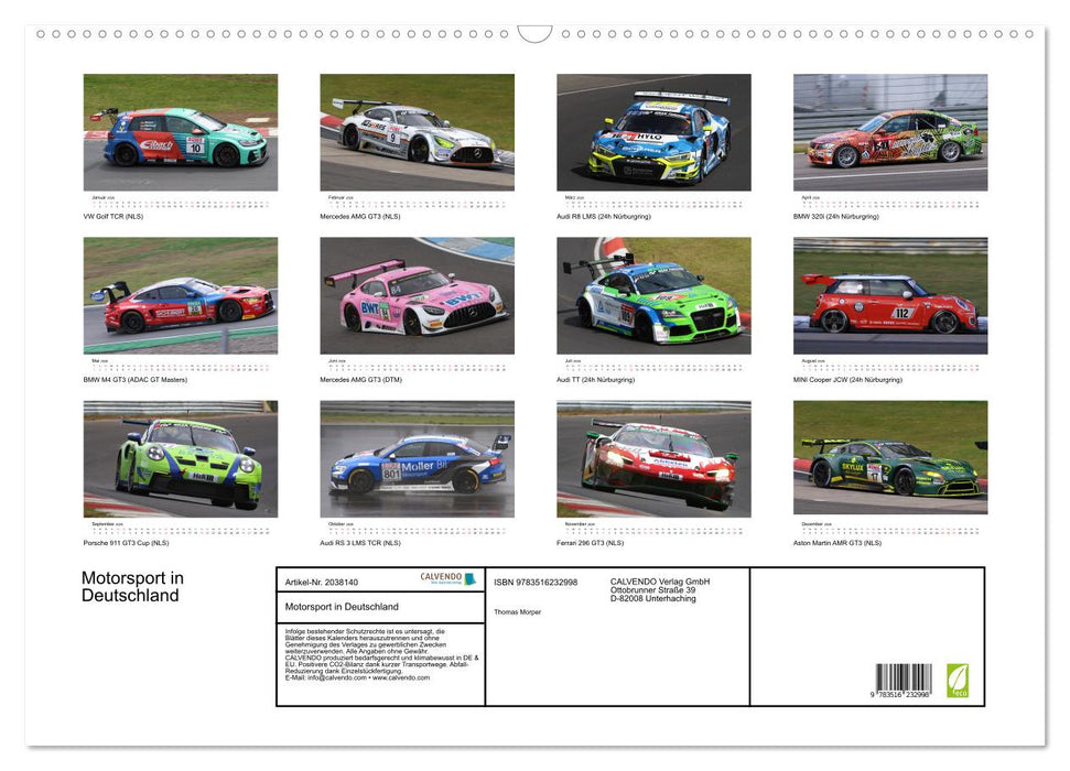 Motorsport in Deutschland (CALVENDO Wandkalender 2026)