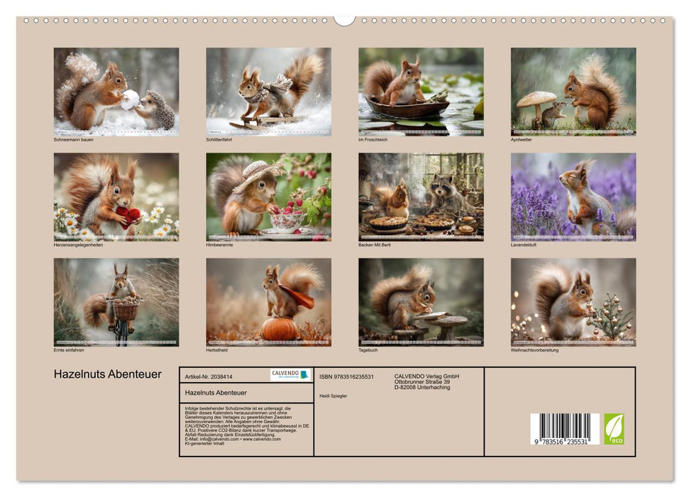 Hazelnuts Abenteuer (CALVENDO Premium Wandkalender 2026)