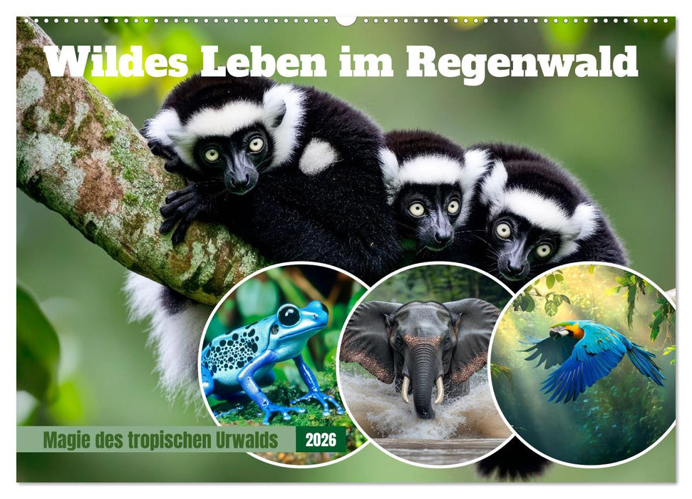 Wildes Leben im Regenwald (CALVENDO Wandkalender 2026)