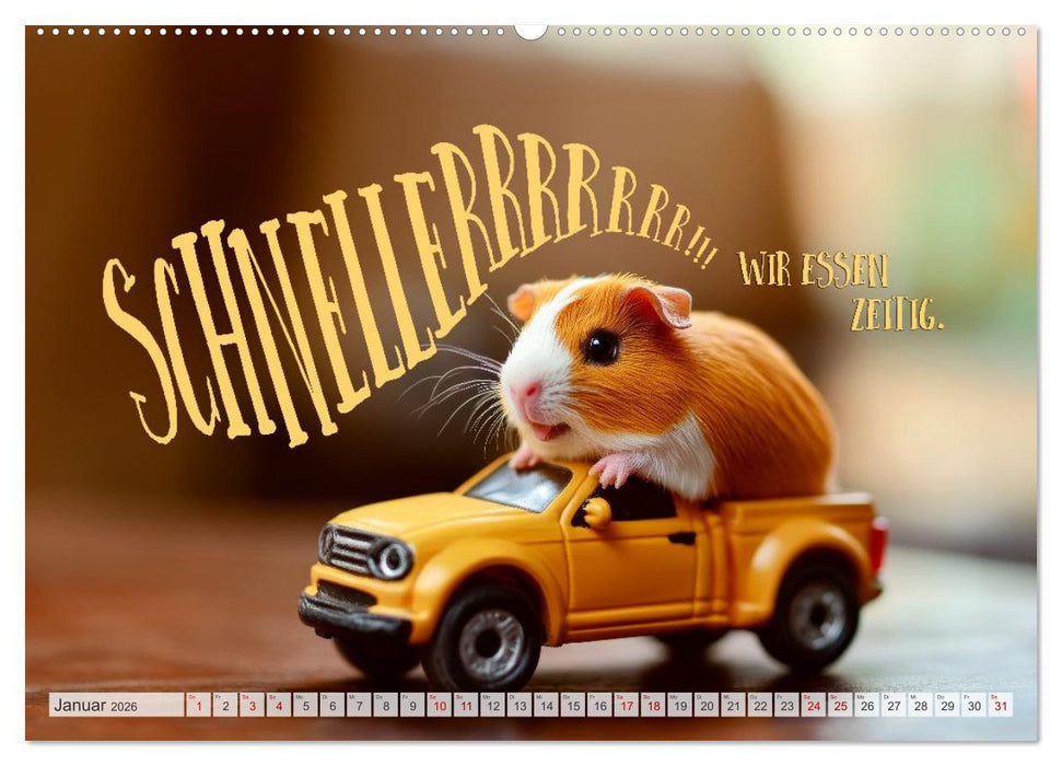 Meerschweinchen LUSTIG DURCHS JAHR (CALVENDO Premium Wandkalender 2026)