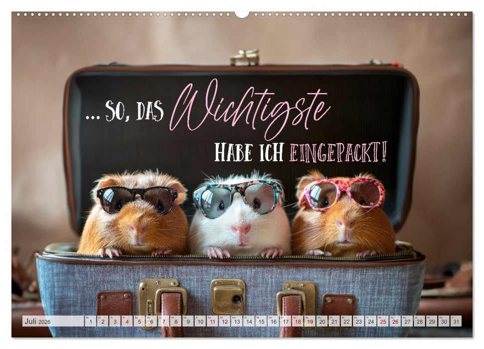 Meerschweinchen LUSTIG DURCHS JAHR (CALVENDO Premium Wandkalender 2026)