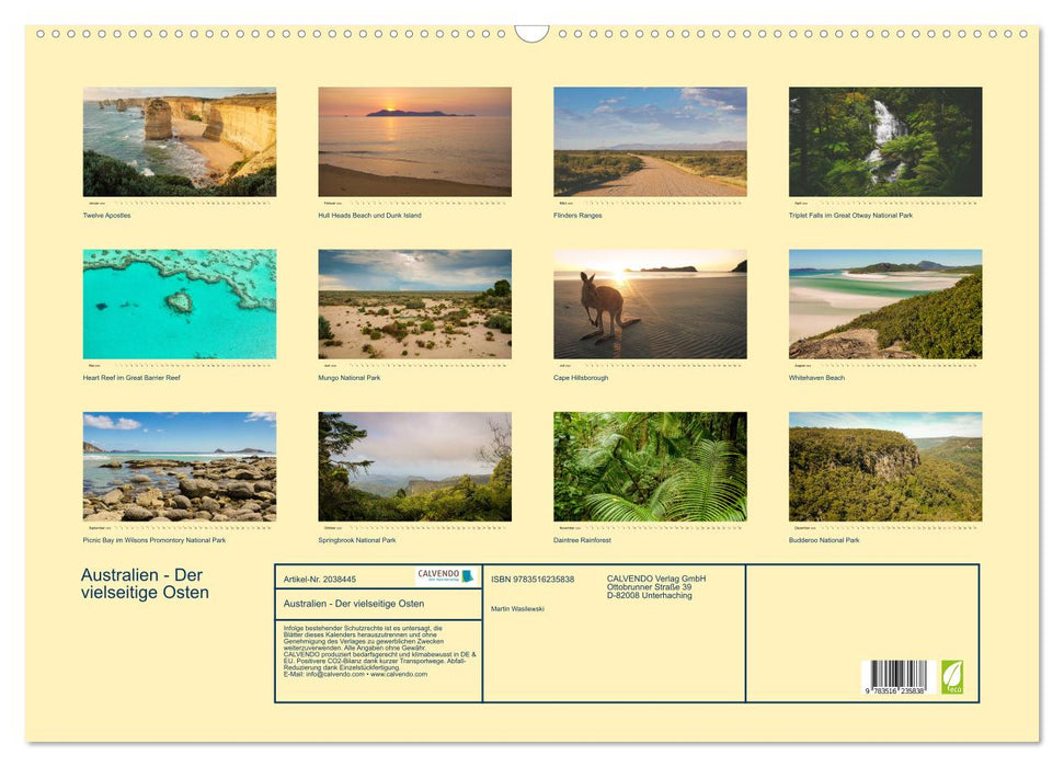 Australien - Der vielseitige Osten (CALVENDO Wandkalender 2026)