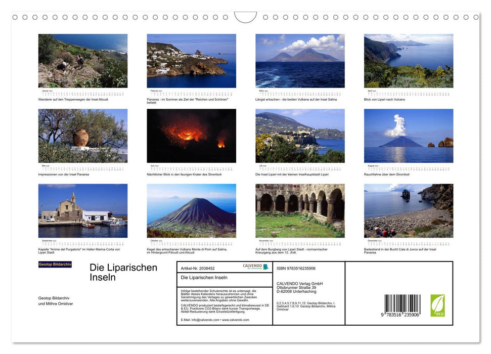 Die Liparischen Inseln (CALVENDO Wandkalender 2026)