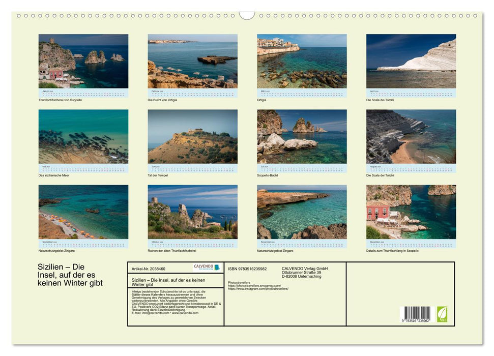 Sizilien – Die Insel, auf der es keinen Winter gibt (CALVENDO Wandkalender 2026)