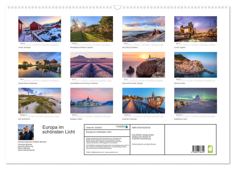 Europa im schönsten Licht (CALVENDO Wandkalender 2026)