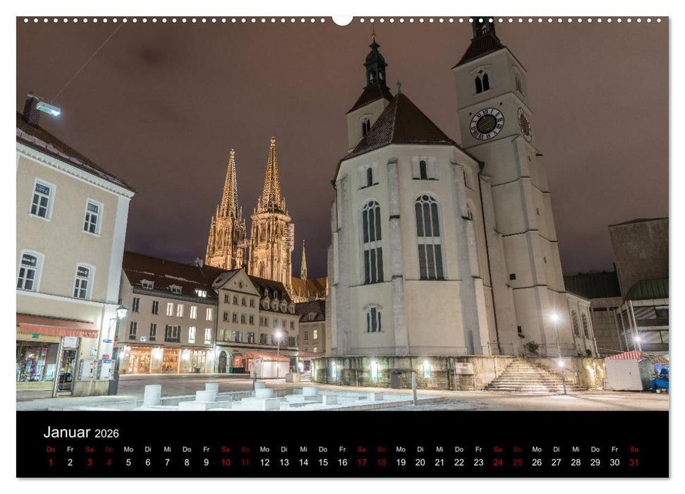 Regensburg bei Nacht (CALVENDO Premium Wandkalender 2026)
