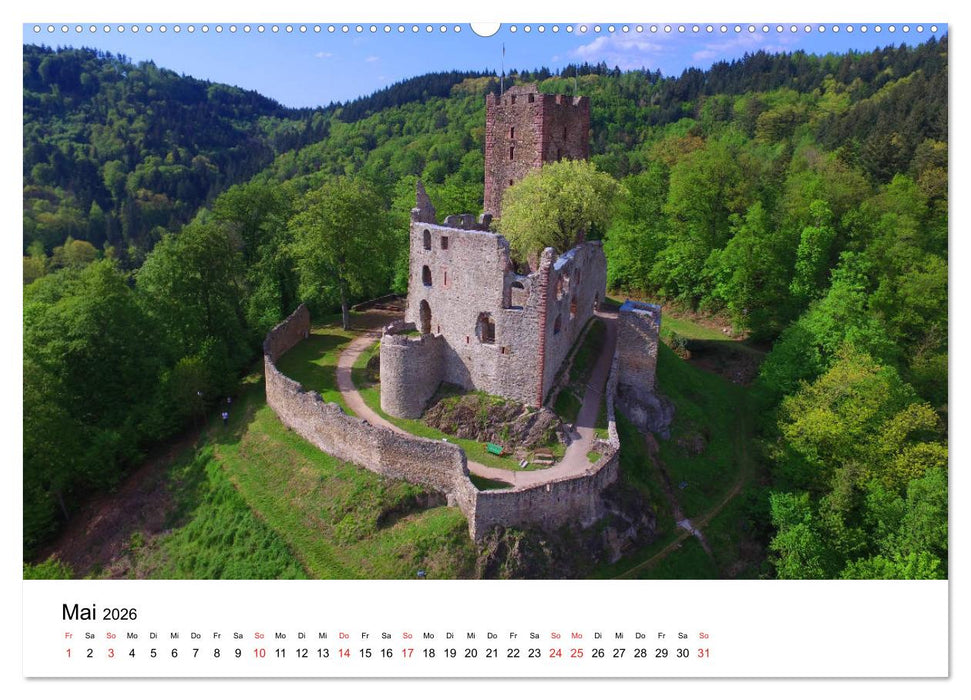 Deutschlands Burgen - Der Süden von oben (CALVENDO Premium Wandkalender 2026)