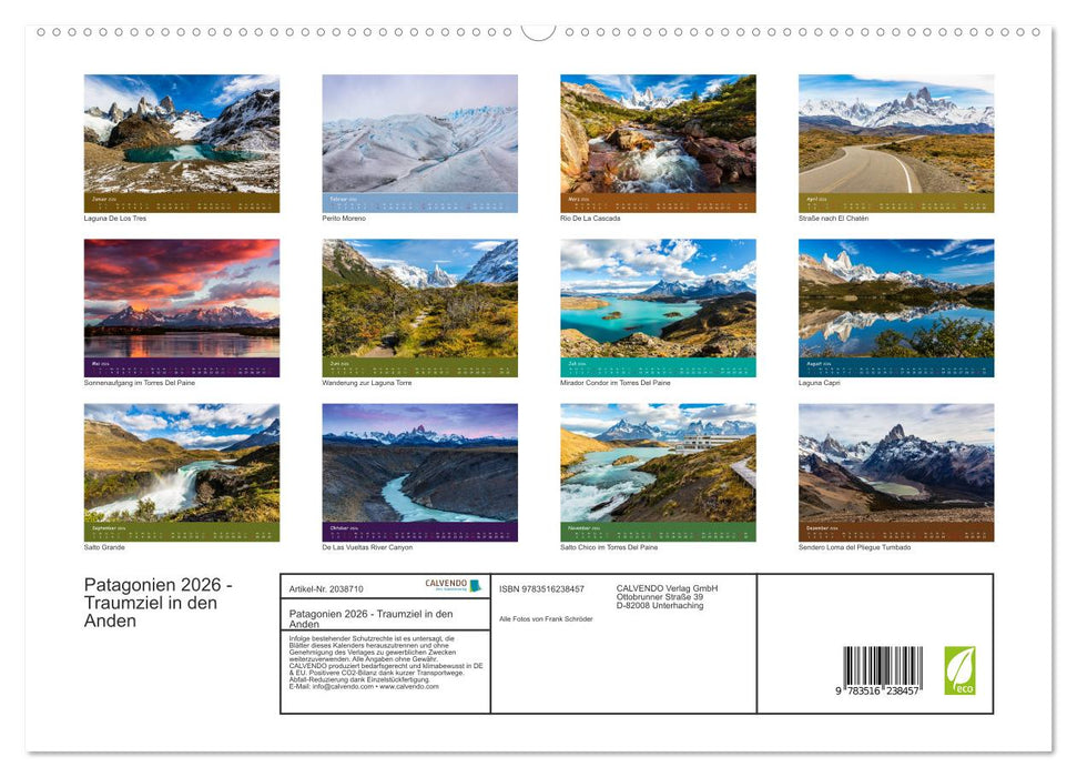 Patagonien 2026 - Traumziel in den Anden (CALVENDO Premium Wandkalender 2026)