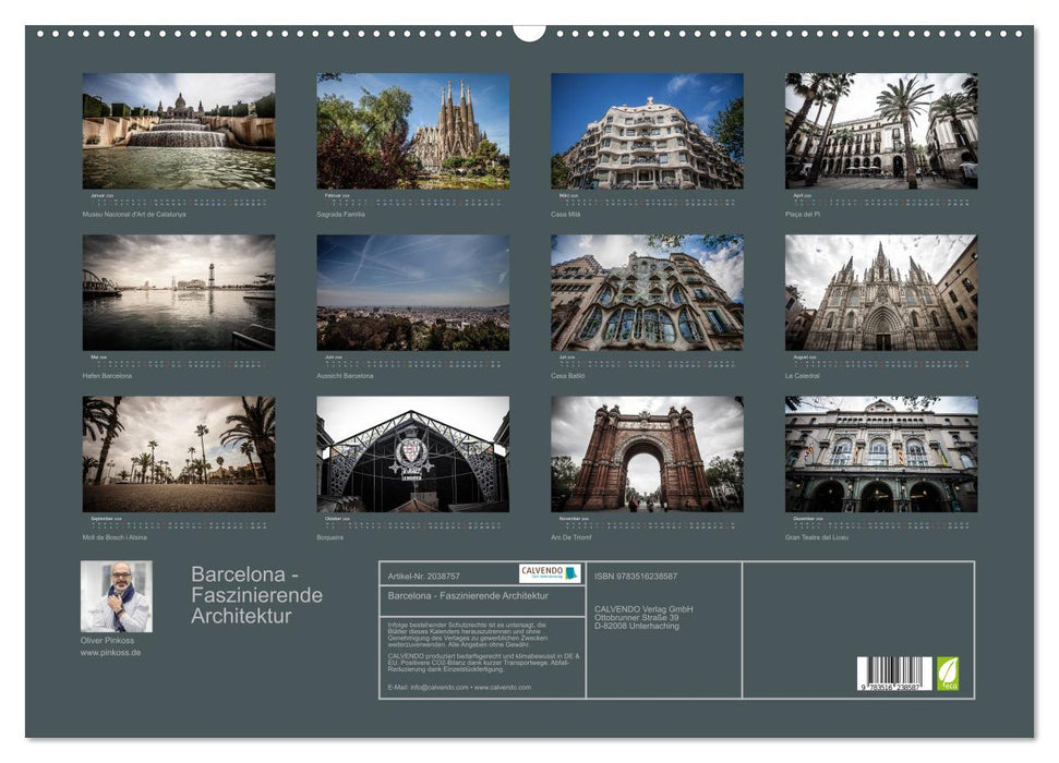 Barcelona - Faszinierende Architektur (CALVENDO Wandkalender 2026)