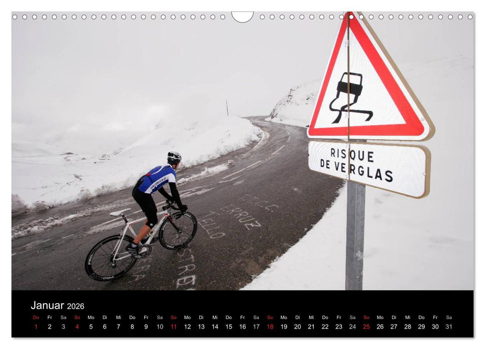 Alpenpässe auf dem Rennrad "Himmlische Serpentinen" (CALVENDO Wandkalender 2026)