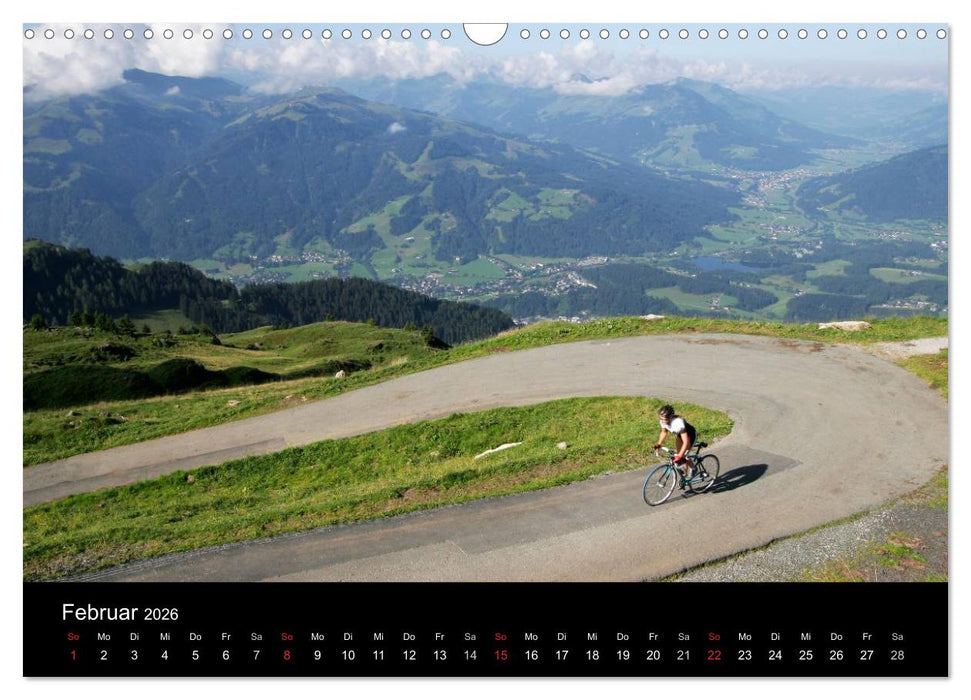 Alpenpässe auf dem Rennrad "Himmlische Serpentinen" (CALVENDO Wandkalender 2026)