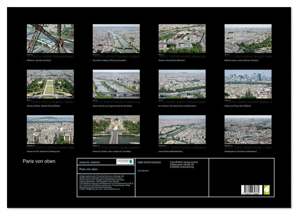 Paris von oben (CALVENDO Wandkalender 2026)