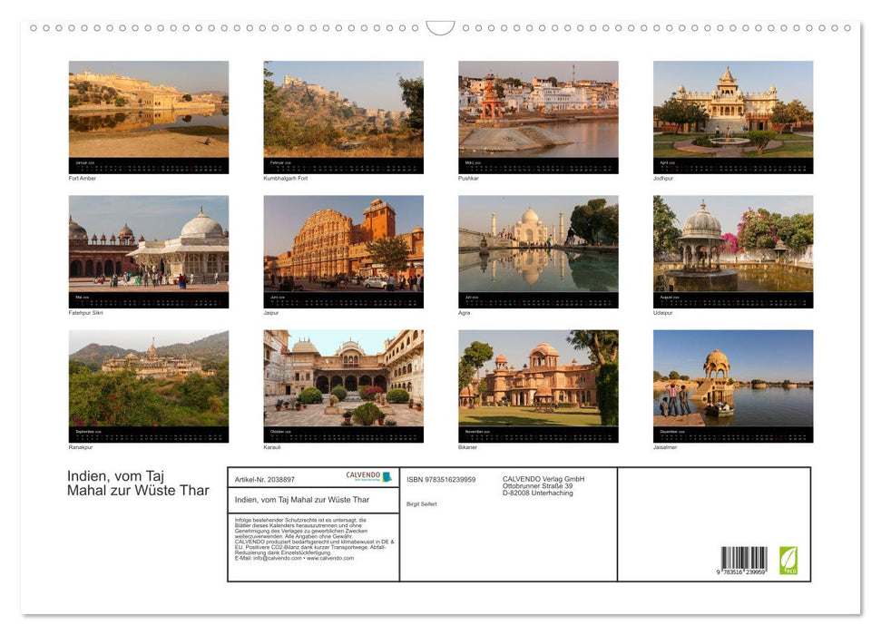 Indien, vom Taj Mahal zur Wüste Thar (CALVENDO Wandkalender 2026)