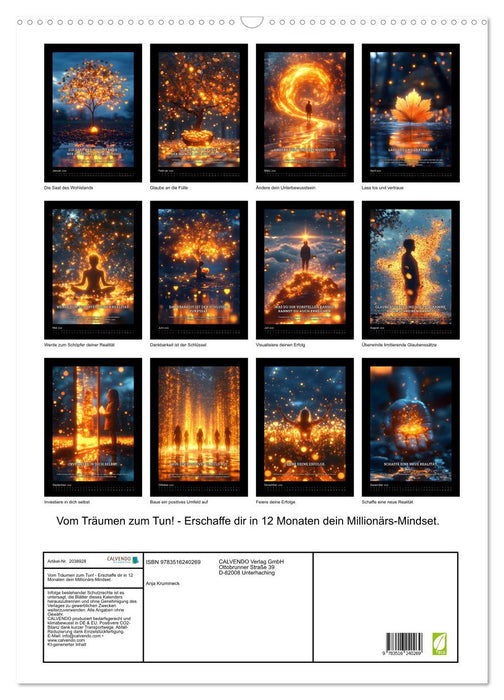 Vom Träumen zum Tun! - Erschaffe dir in 12 Monaten dein Millionärs-Mindset. (CALVENDO Wandkalender 2026)
