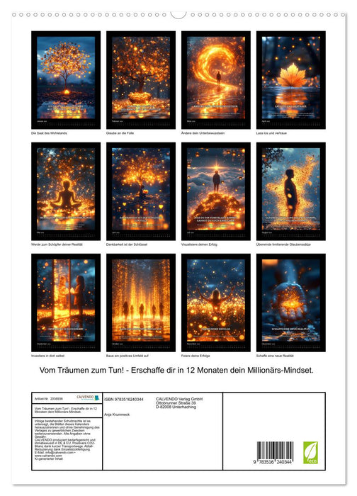 Vom Träumen zum Tun! - Erschaffe dir in 12 Monaten dein Millionärs-Mindset. (CALVENDO Premium Wandkalender 2026)