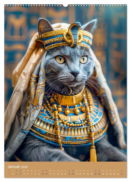 Ägyptens Katzen - Göttliche Eleganz im Stile der Pharaonen (CALVENDO Wandkalender 2026)