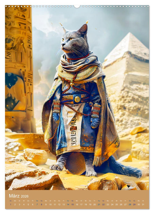 Ägyptens Katzen - Göttliche Eleganz im Stile der Pharaonen (CALVENDO Wandkalender 2026)
