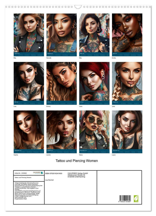 Tattoo und Piercing Women (CALVENDO Wandkalender 2026)