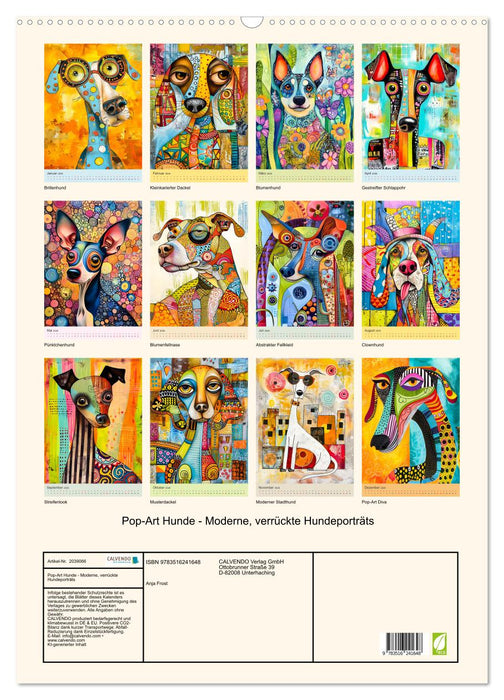 Pop-Art Hunde - Moderne, verrückte Hundeporträts (CALVENDO Wandkalender 2026)