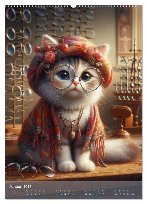 Katzen im Boho-Look - Ein Jahr voller Vielfalt und Charme mit niedlichen Samtpfoten (CALVENDO Premium Wandkalender 2026)