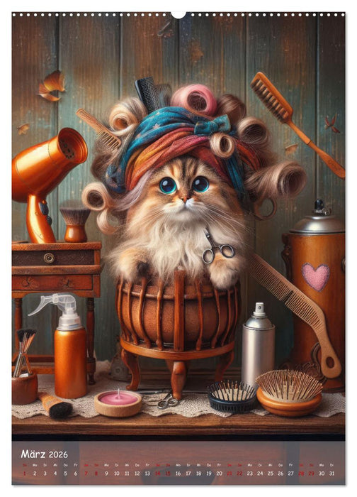 Katzen im Boho-Look - Ein Jahr voller Vielfalt und Charme mit niedlichen Samtpfoten (CALVENDO Premium Wandkalender 2026)