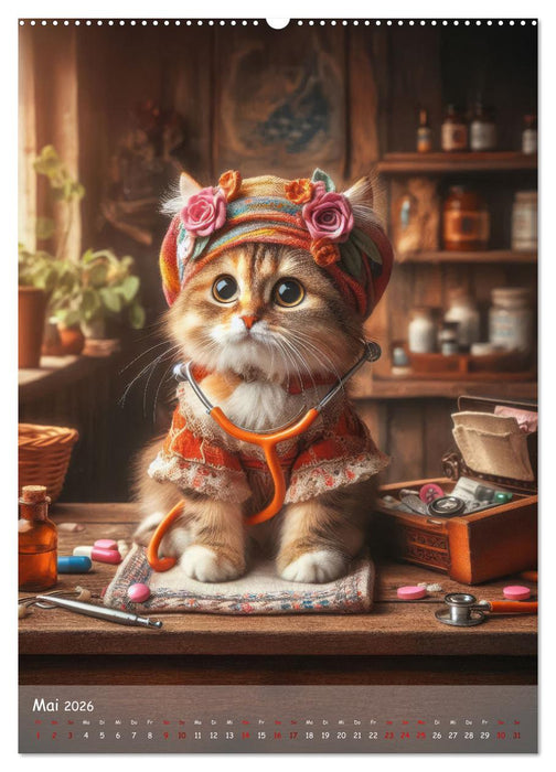 Katzen im Boho-Look - Ein Jahr voller Vielfalt und Charme mit niedlichen Samtpfoten (CALVENDO Premium Wandkalender 2026)