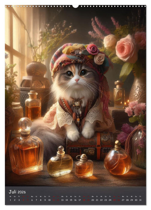 Katzen im Boho-Look - Ein Jahr voller Vielfalt und Charme mit niedlichen Samtpfoten (CALVENDO Premium Wandkalender 2026)