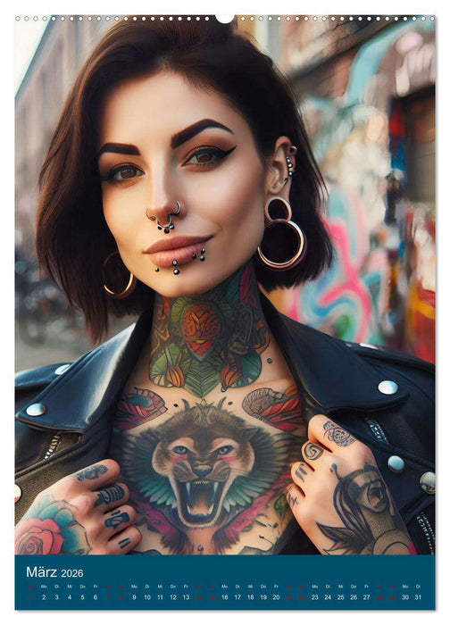 Tattoo und Piercing Women (CALVENDO Premium Wandkalender 2026)