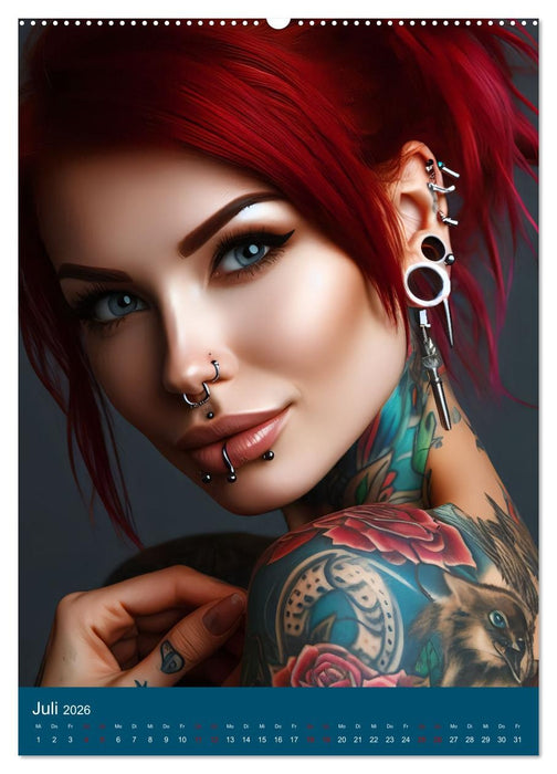Tattoo und Piercing Women (CALVENDO Premium Wandkalender 2026)