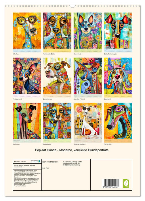 Pop-Art Hunde - Moderne, verrückte Hundeporträts (CALVENDO Premium Wandkalender 2026)