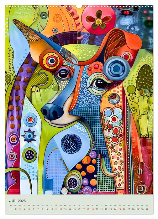 Pop-Art Hunde - Moderne, verrückte Hundeporträts (CALVENDO Premium Wandkalender 2026)