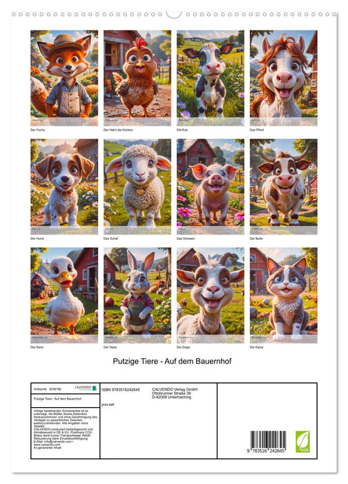 Putzige Tiere - Auf dem Bauernhof (CALVENDO Premium Wandkalender 2026)