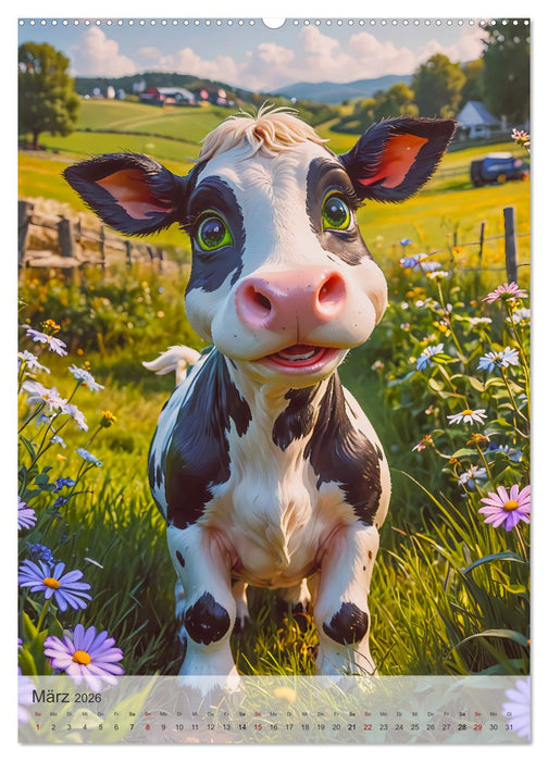 Putzige Tiere - Auf dem Bauernhof (CALVENDO Premium Wandkalender 2026)