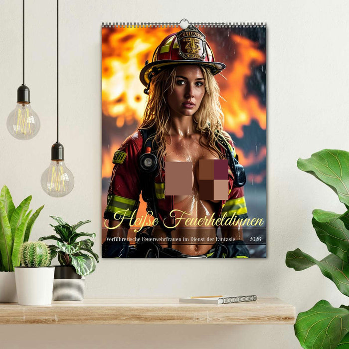 Heiße Feuerheldinnen - Verführerische Feuerwehrfrauen im Dienst der Fantasie (CALVENDO Wandkalender 2026)