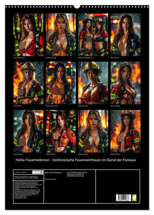 Heiße Feuerheldinnen - Verführerische Feuerwehrfrauen im Dienst der Fantasie (CALVENDO Wandkalender 2026)