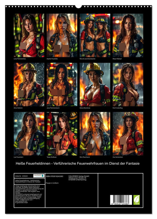 Heiße Feuerheldinnen - Verführerische Feuerwehrfrauen im Dienst der Fantasie (CALVENDO Premium Wandkalender 2026)