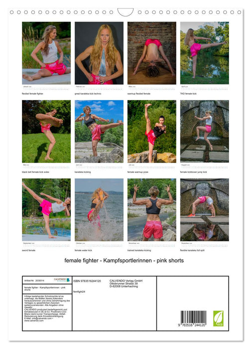 female fighter - Kampfsportlerinnen - pink shorts (CALVENDO Wandkalender 2026)