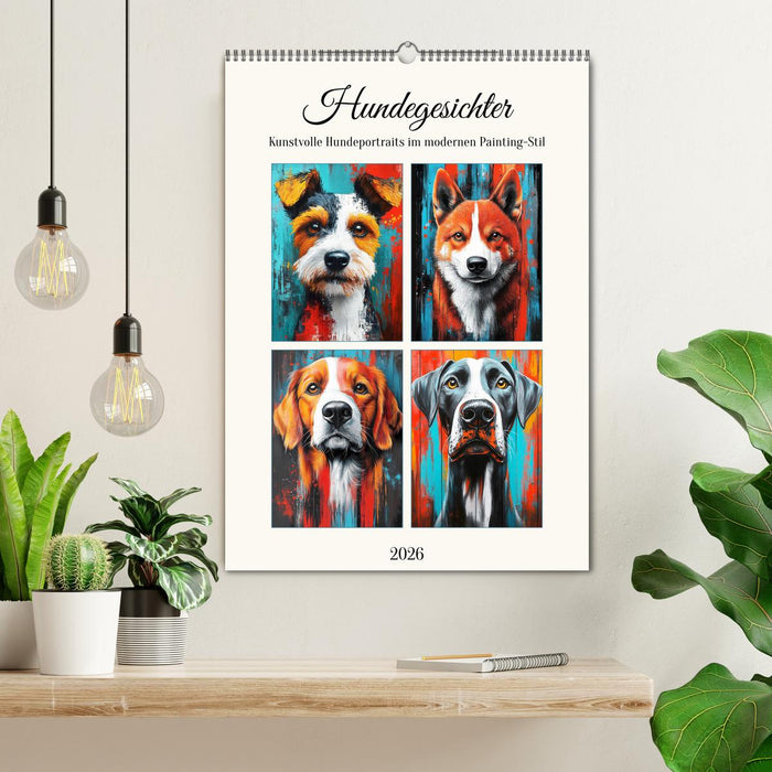 Hundegesichter. Kunstvolle Hundeportraits im modernen Painting-Stil (CALVENDO Wandkalender 2026)