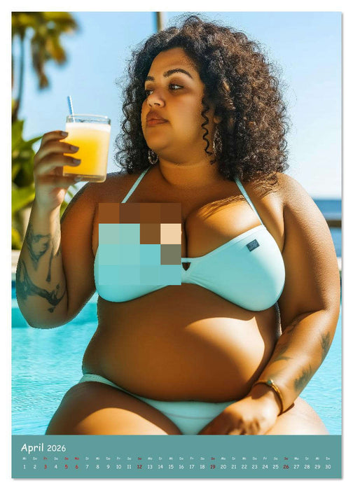 Curvy Pin-up Girls - Verführerische Rundungen am Pool (CALVENDO Wandkalender 2026)