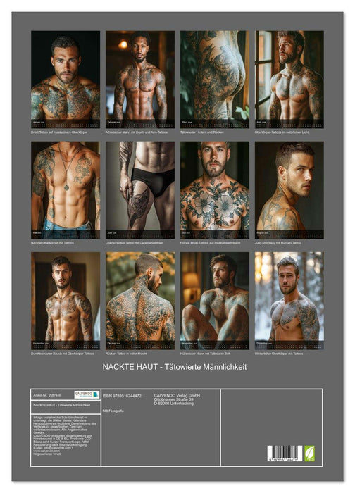 NACKTE HAUT - Tätowierte Männlichkeit (CALVENDO Wandkalender 2026)