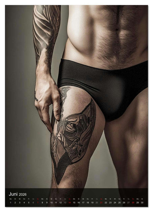 NACKTE HAUT - Tätowierte Männlichkeit (CALVENDO Wandkalender 2026)