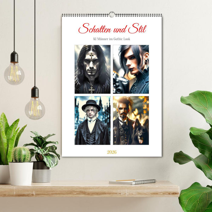 Schatten und Stil - KI Männer im Gothic Stil (CALVENDO Wandkalender 2026)