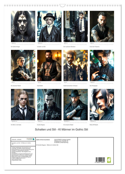 Schatten und Stil - KI Männer im Gothic Stil (CALVENDO Wandkalender 2026)