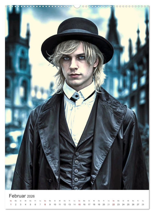 Schatten und Stil - KI Männer im Gothic Stil (CALVENDO Wandkalender 2026)