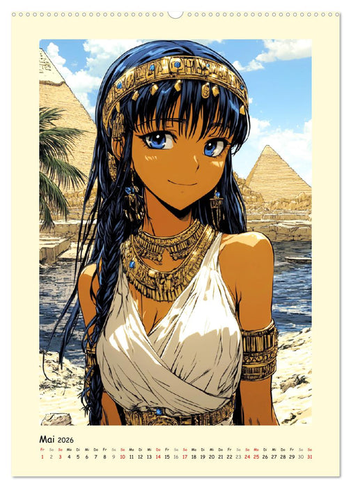 Im alten Ägypten. Manga-Mädchen im Pharaonenland (CALVENDO Wandkalender 2026)